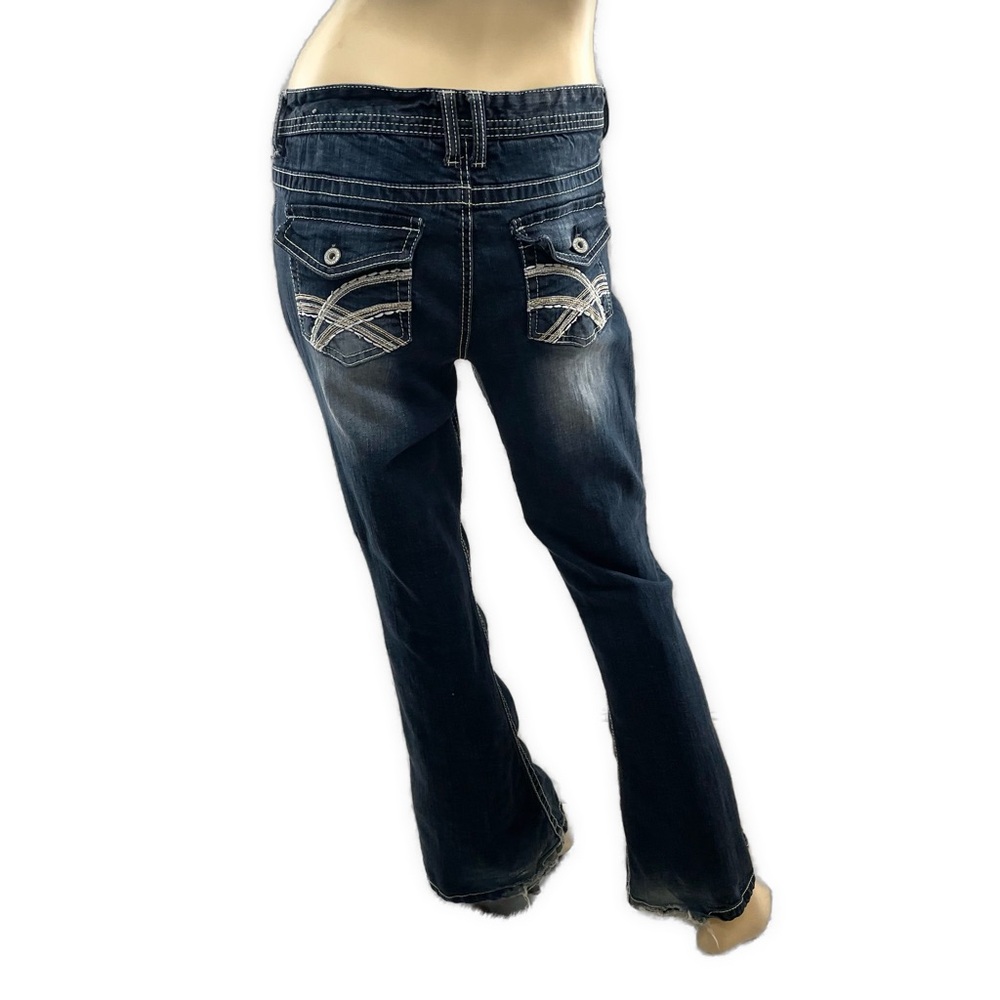 Rue21- Women's Y2K Contrast Stitch Boot Cut Jeans in Dark Blue- 11/12